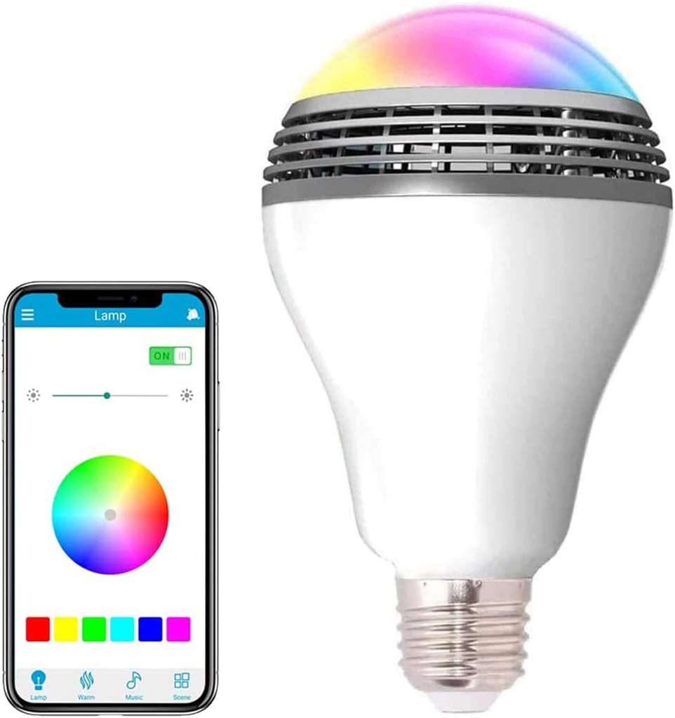 Smart Light Bulb with Bluetooth Speaker 7W E27 White RGB Multi Color Adjustable and Dimmable by Wireless APP Music Speaker and Bulb 2 in 1 Mood Lighting